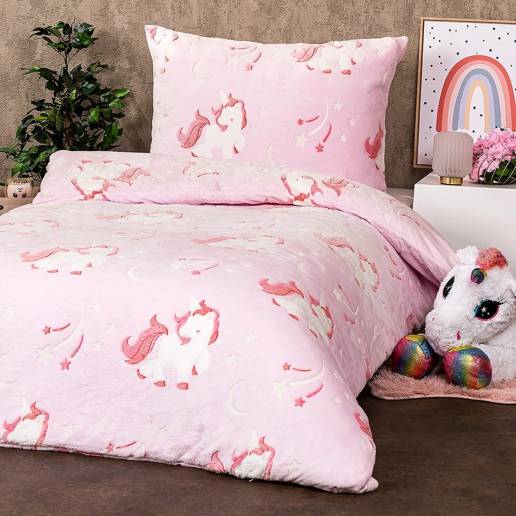 Lenjerie de pat luminoasă din microflanel 4Home Fairytale, 140 x 200 cm, 70 x 90 cm