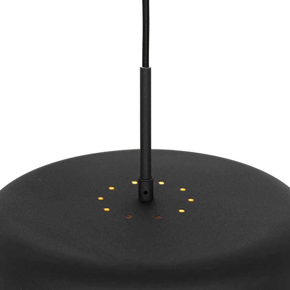 Lampă suspendată retro neagră cu interior auriu - Jinte