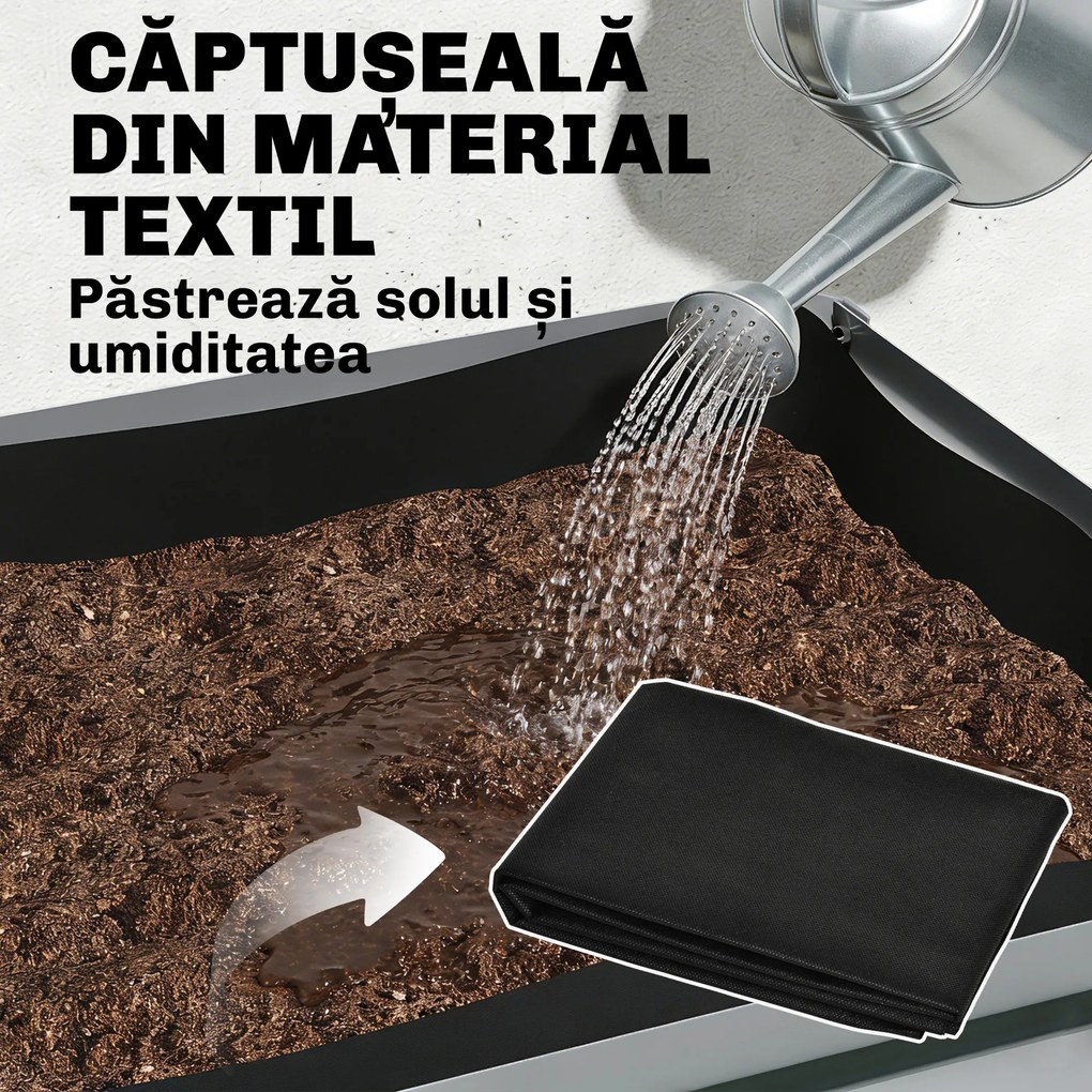 Outsunny Jardinieră Ridicată cu Raft de Depozitare, 150L, Oțel Galvanizat, Înălțime 80 cm, pentru Grădină sau Terasă | Aosom Romania