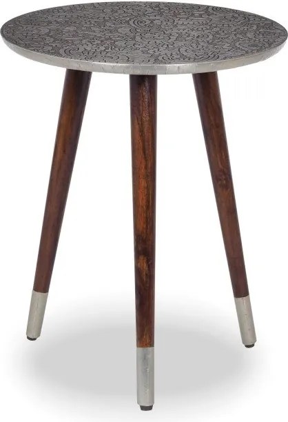 Masuta auxiliara design unicat Alcasar 50cm, argintiu antic