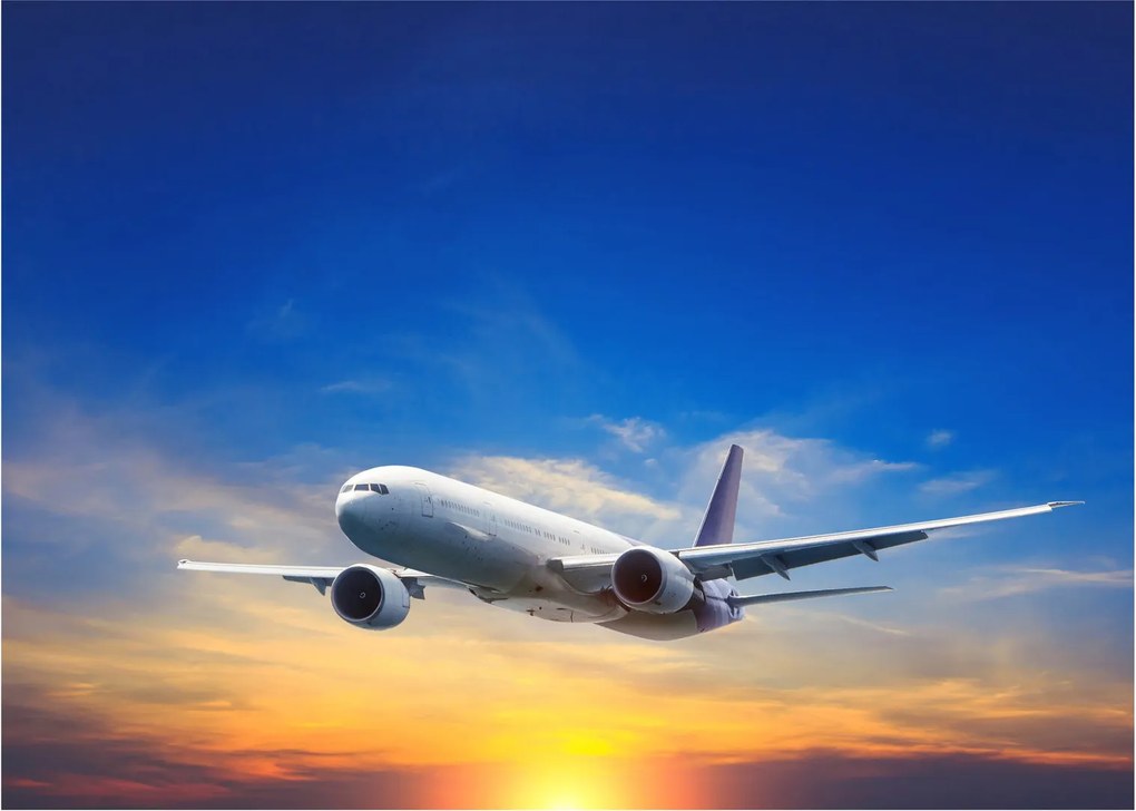 Tablou pe sticlă cu avion (70x50 cm)
