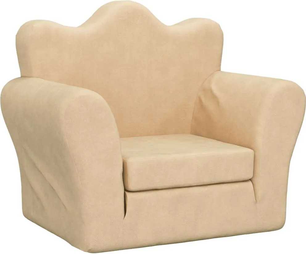 vidaXL Canapea extensibilă pentru copii cremă moale de pluș