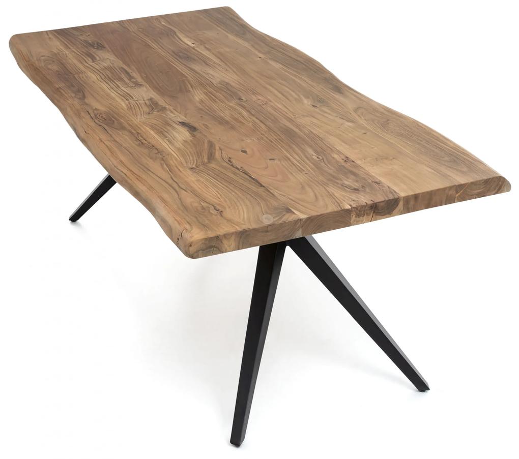 Masa dreptunghiulara cu blat din lemn de salcam Tables&amp;Co 180x90 cm maro/negru