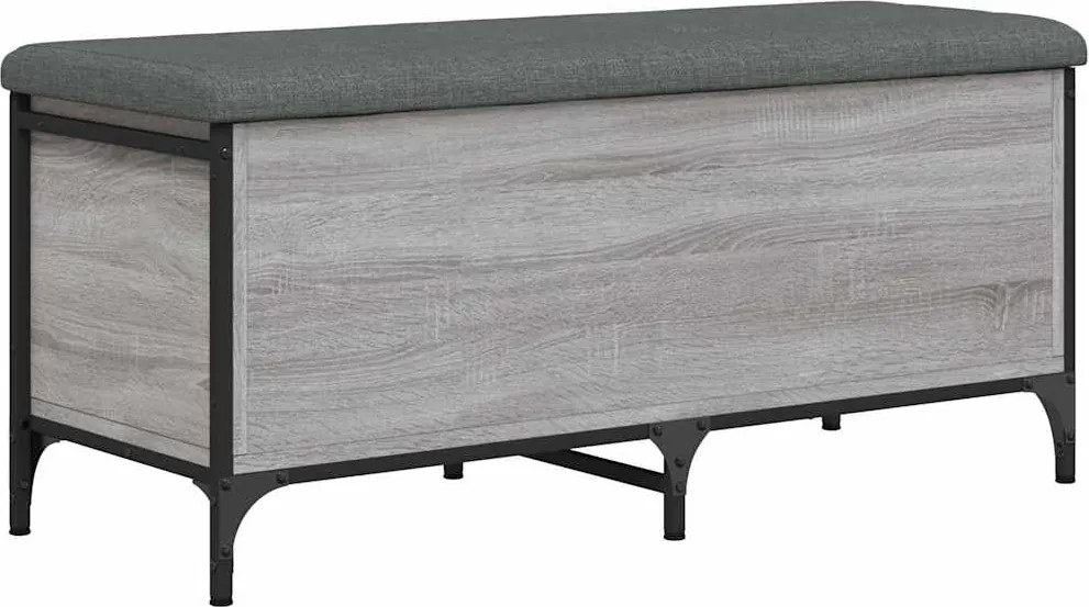 vidaXL Bancă de depozitare, gri sonoma, 102x42x45 cm, lemn prelucrat