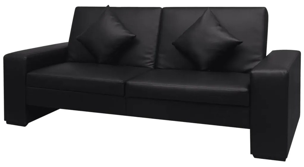 244306 vidaXL Canapea extensibilă din piele artificială, negru