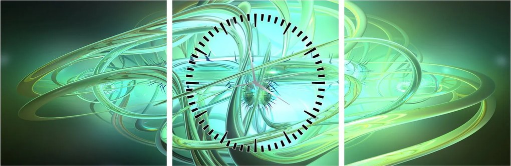 Tabloul cu abstracție verde (cu ceas) (90x30 cm)