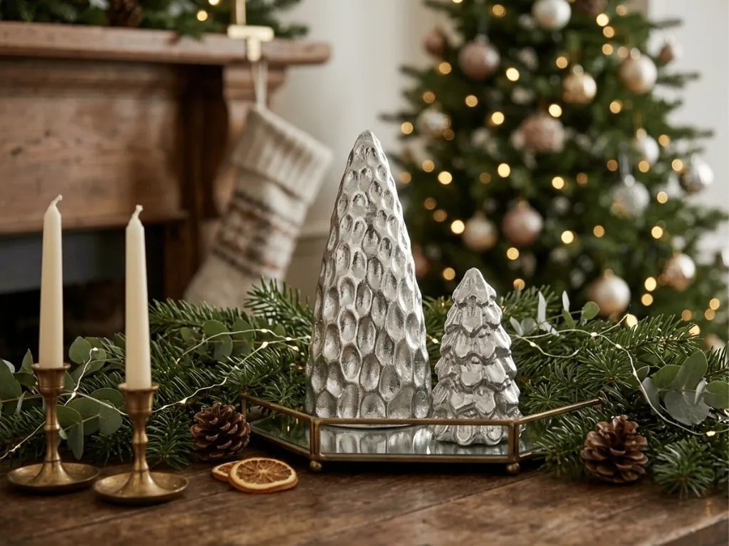 Decoratiune de Craciun brad SILVER LIGHTS 12 cm, argintiu