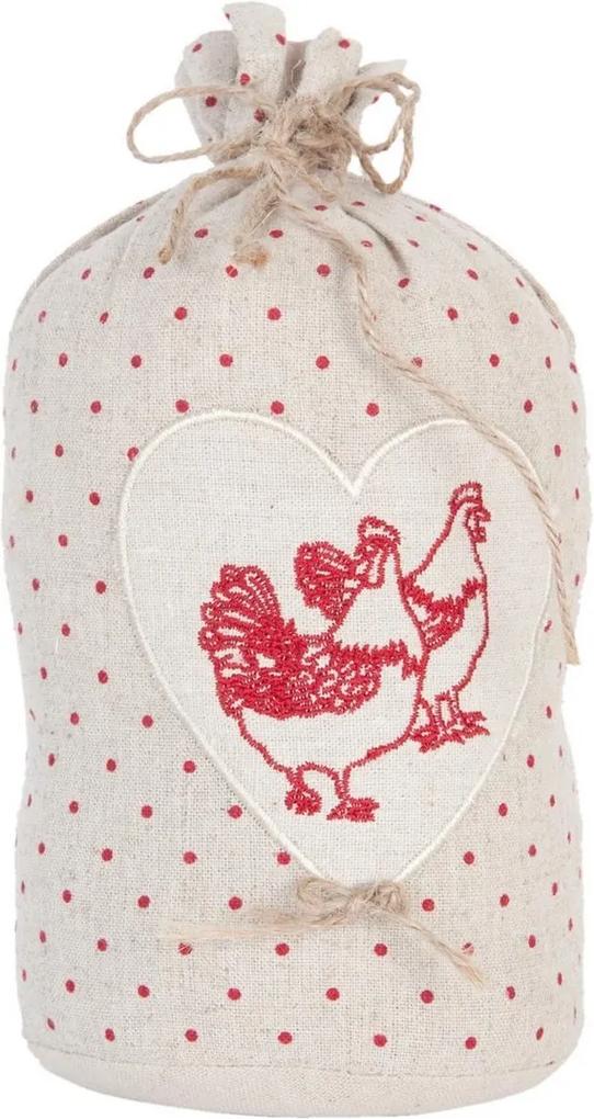Opritor de usa textil bej rosu Chicken Ø 13 cm x 25 h