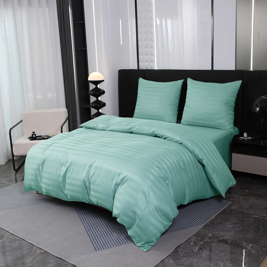 Lenjerie de pat hoteliera din microfibra JASMINE menta - dunga 2 cm Dimensiune lenjerie de pat: 2 buc 70 x 80 cm | 160 x 200 cm