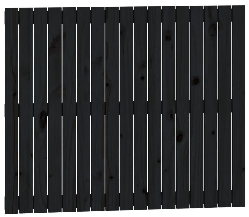824877 vidaXL Tăblie de pat pentru perete, negru, 108x3x90 cm, lemn masiv pin