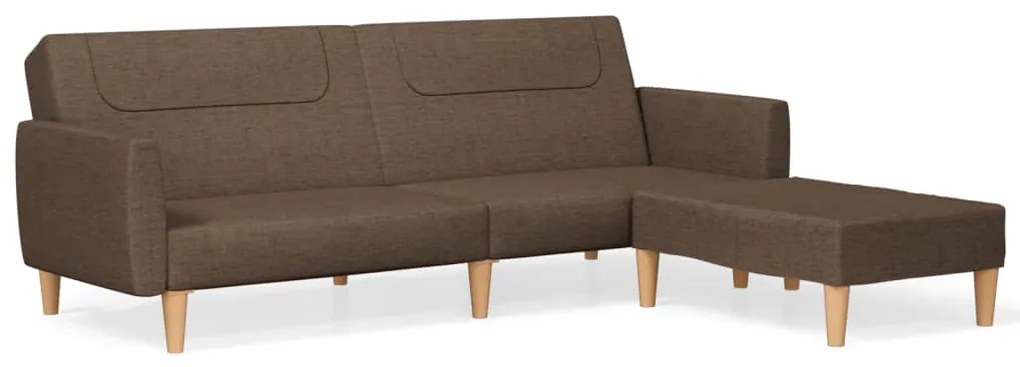 3080591 vidaXL Canapea extensibilă cu taburet, 2 locuri, maro, textil