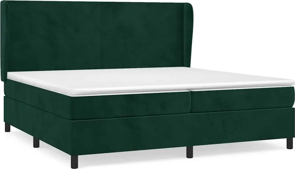 vidaXL Pat box spring cu saltea, verde închis, 200x200 cm, catifea