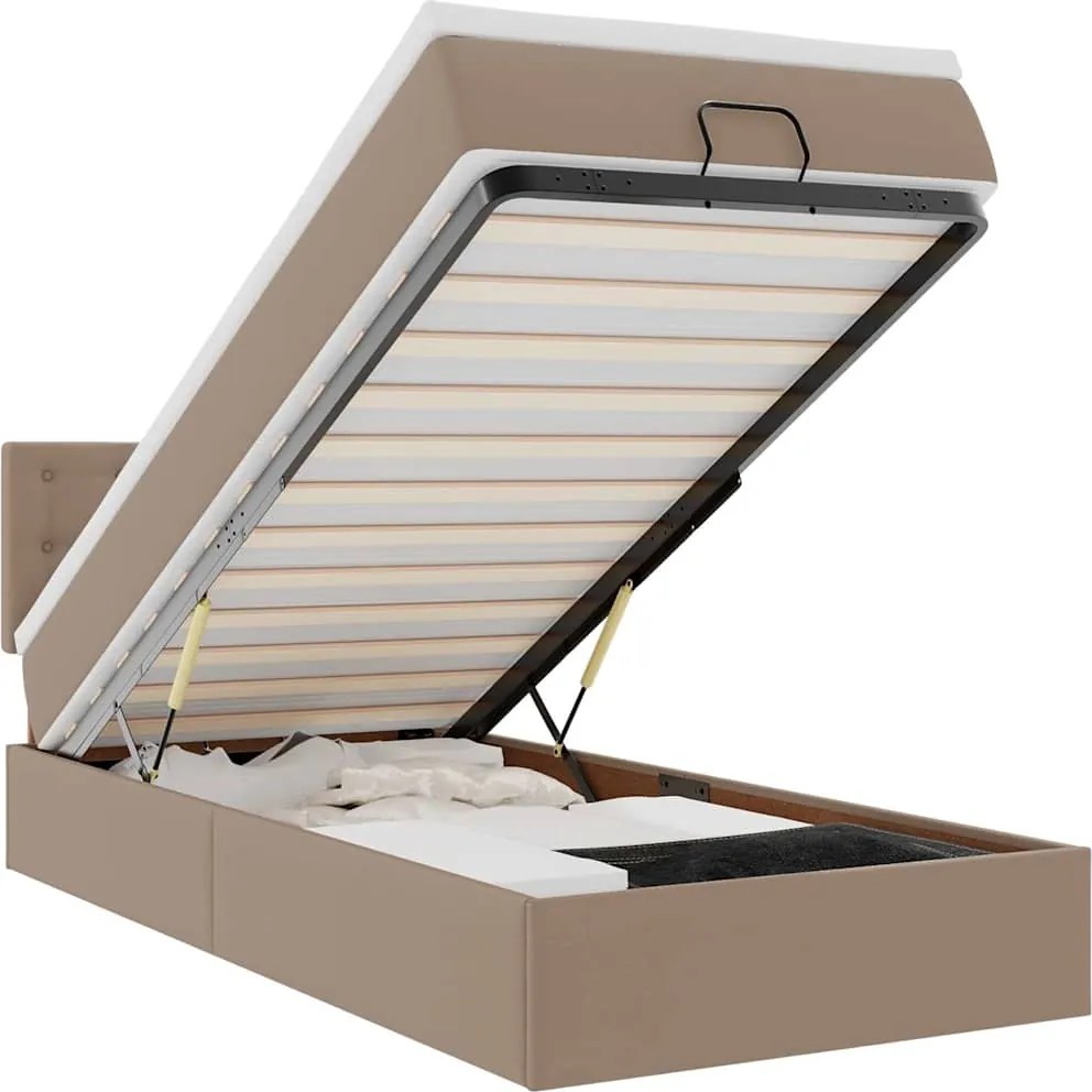 vidaXL Pat otoman cu saltea, cappucino, 80x200cm, piele ecologică