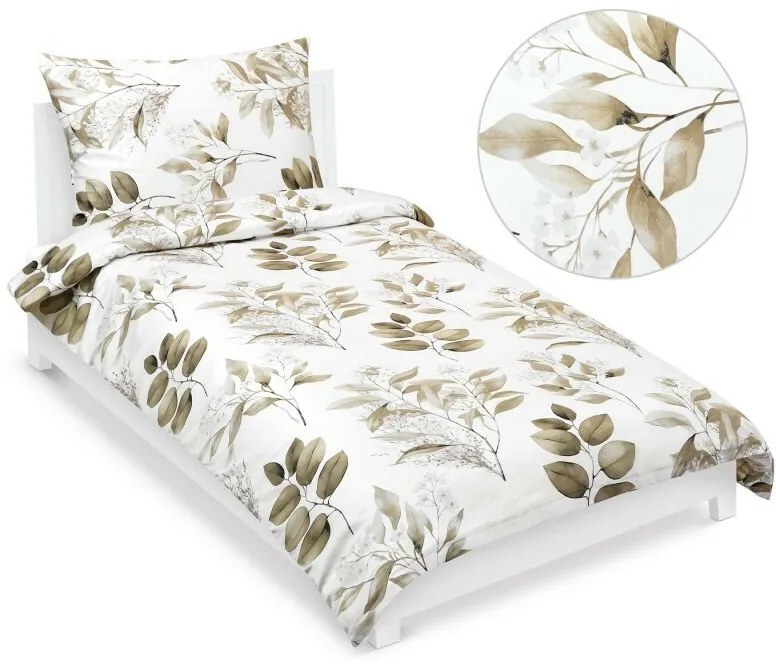 Cearșafuri Bellatex Satin Leaves maro , 140 x 200cm, 70 x 90 cm, 140 x 200 cm, 70 x 90 cm
