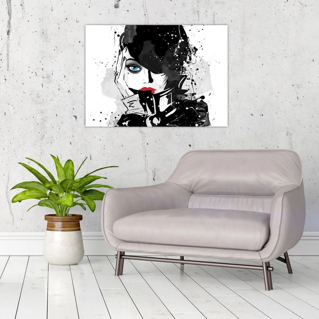 Tablou pe sticlă - Femeia misterioasă (70x50 cm)