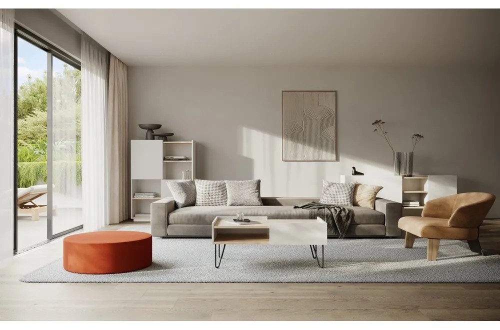 Bibliotecă albă mată 100x147 cm Nina TemaHome