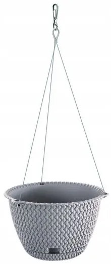 Ghiveci decorativ cu lant, rotund, gri, 23x14.5 cm, Splofy WS