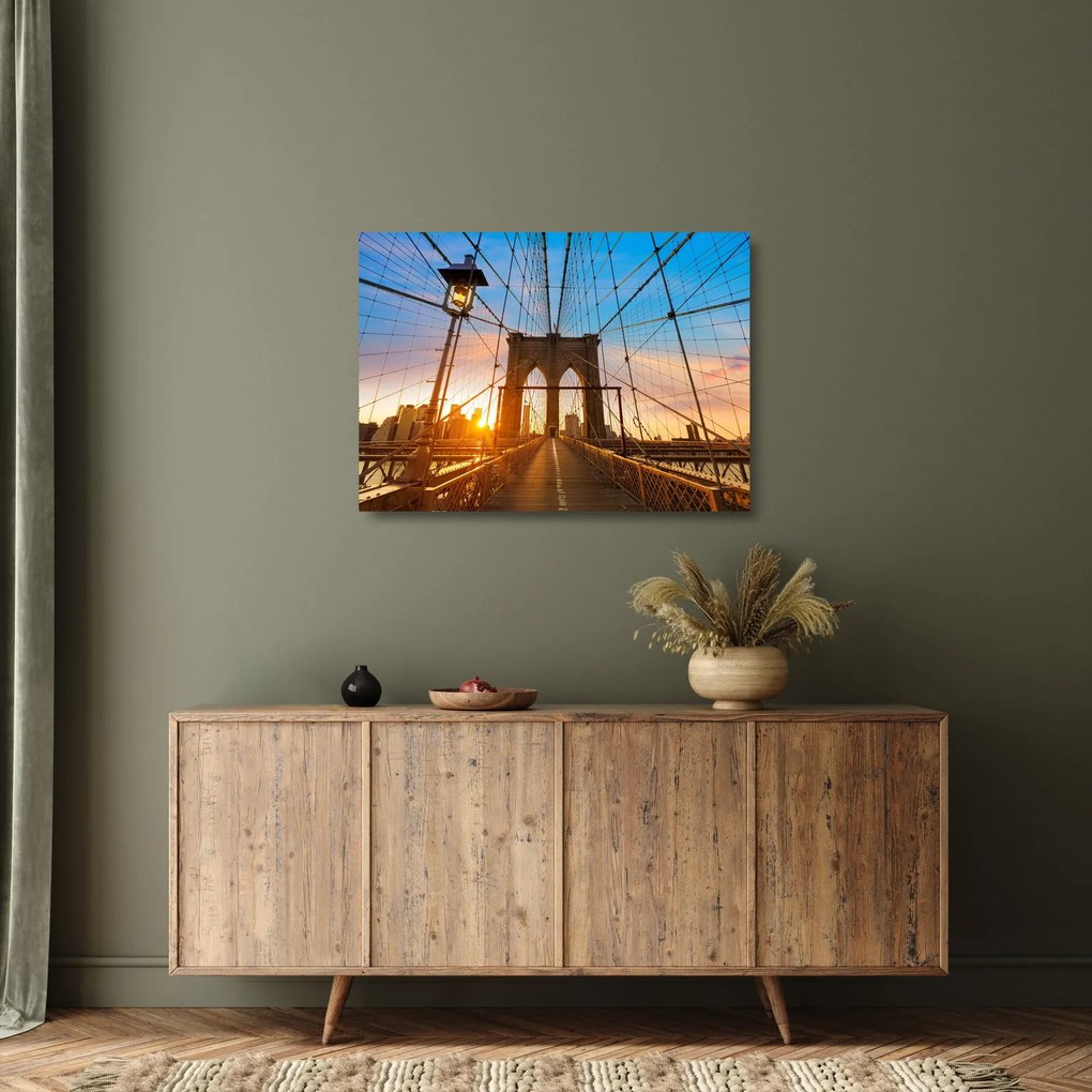 Tablou pe sticlă - Podul Brooklyn, Manhattan, New York (70x50 cm)