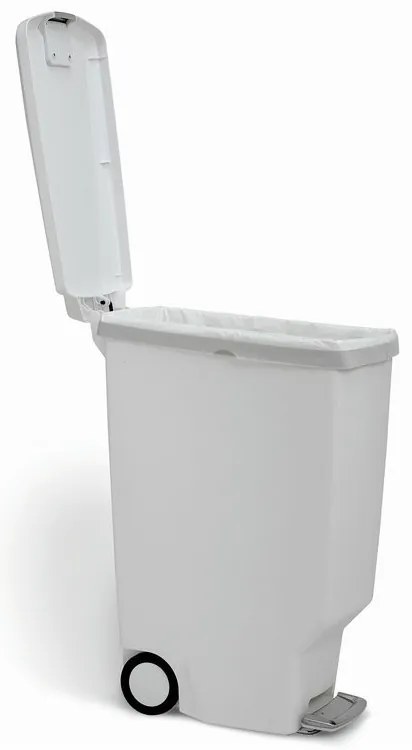 Coș pedală îngust 40 l, plastic alb, alb