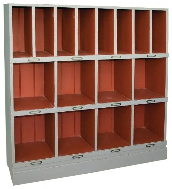 Biblioteca, gri, din lemn masiv de pin, cu aspect clasic, small double, Chicago