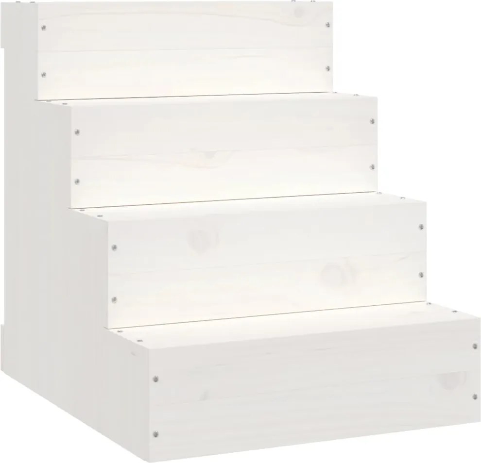 vidaXL Scară animale de companie, alb, 40x49x47 cm, lemn masiv pin