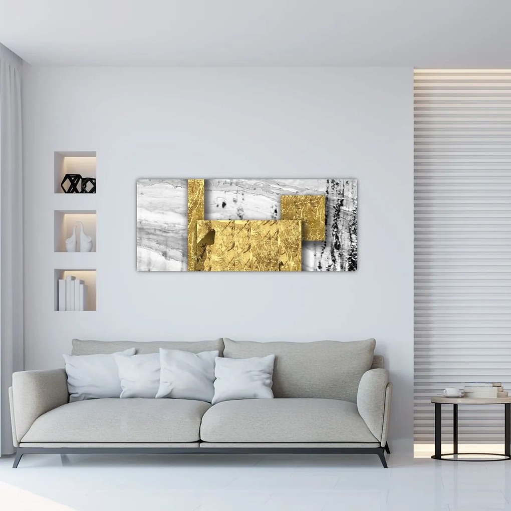 Tablou - Pătrate de aur N⁰1 (120x50 cm)