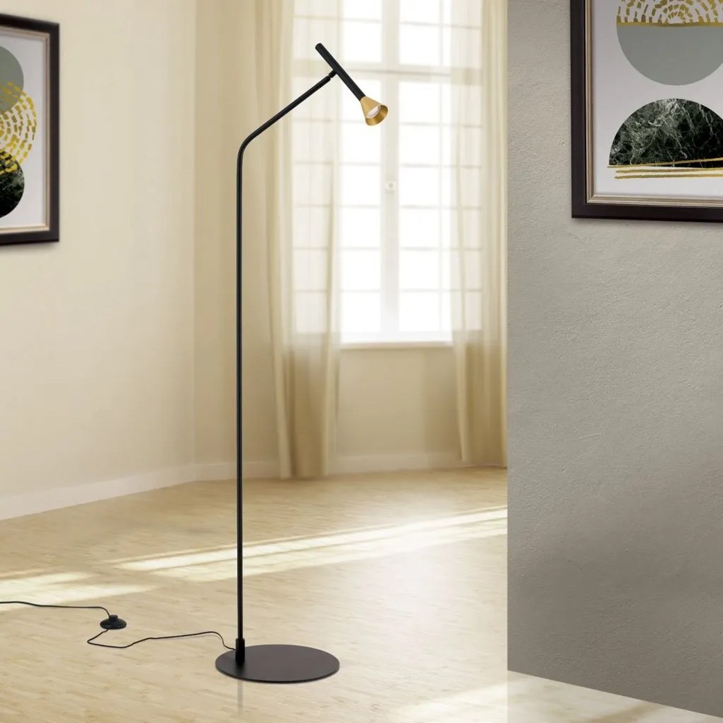 Lampadar LED stil scandinav minimalist ODEON negru/alama