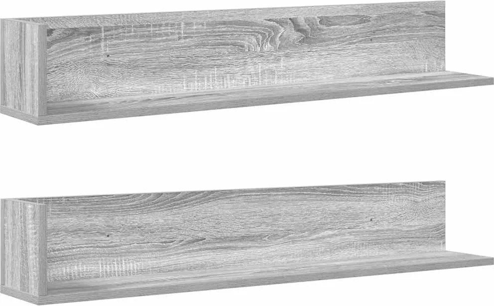 vidaXL Rafturi de perete, 2 buc., gri sonoma, 100x16,5x16,5 cm, lemn