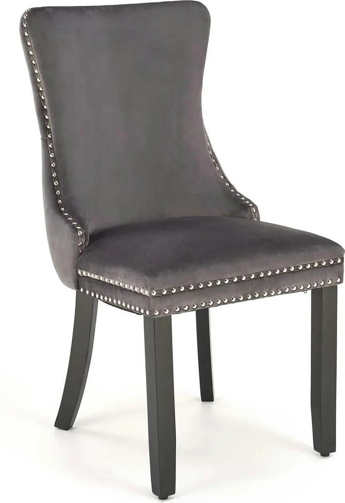 Scaun ALDA, gri/negru, stofa catifelata/lemn, 50x62x95 cm