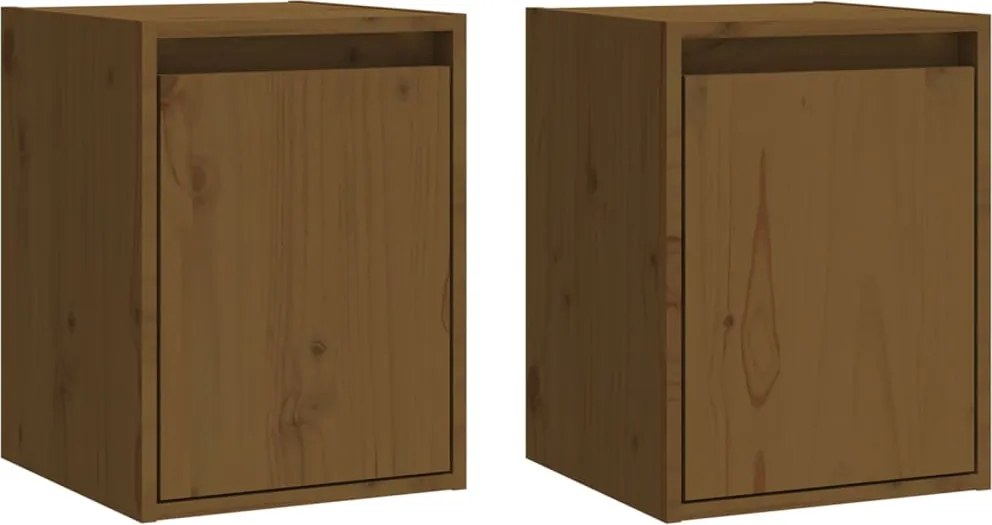 vidaXL Dulapuri perete 2 buc, maro miere, 30x30x40 cm, lemn masiv pin