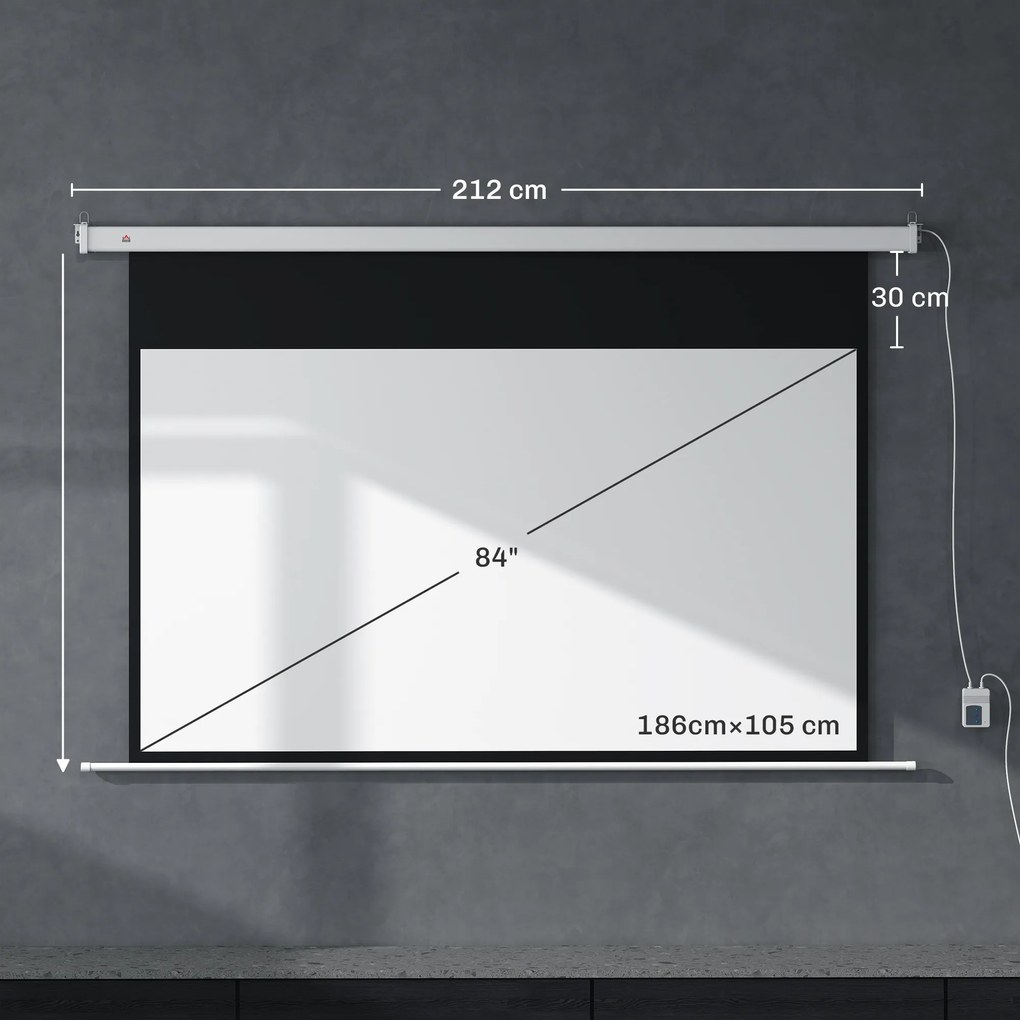 Homcom Ecran Proiector 100” – Montaj Pe Perete sau Tavan | Aosom Romania