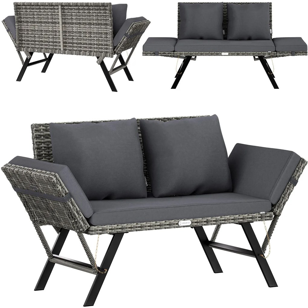 Deuba Banca ratan de gradina 176x56x81 cm - gri