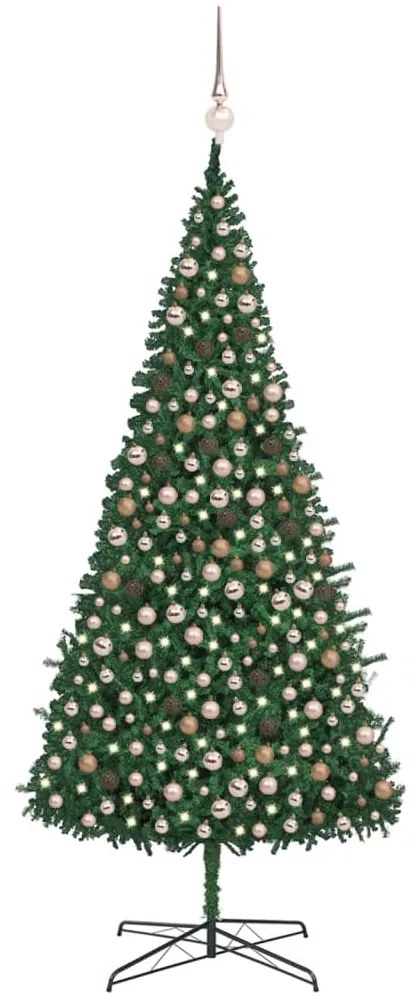 Set brad de Craciun artificial LED-uri globuri, verde, 400 cm 1, green and rose, 400 cm