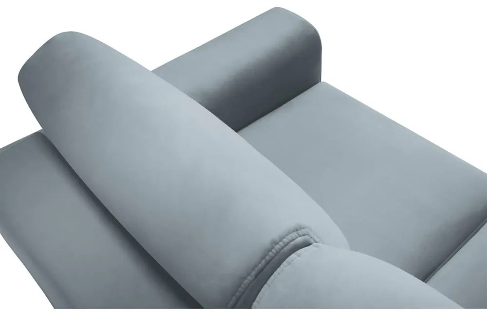 Canapea albastru-deschis extensibilă, cu spațiu de depozitare cu tapițerie din catifea 235 cm Kyoto – Cosmopolitan Design