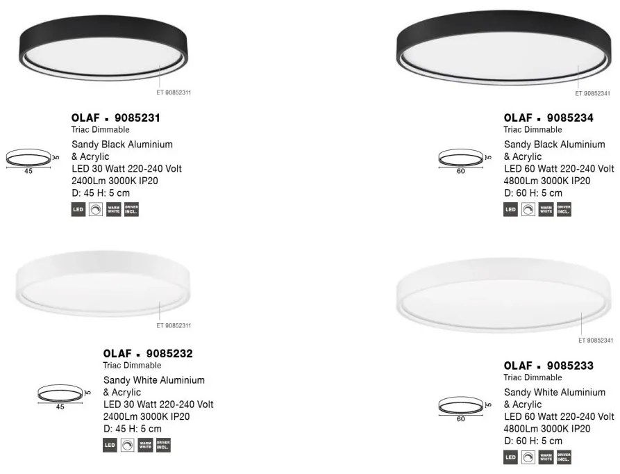Plafoniera LED dimabila design circular OLAF neagra 45cm
