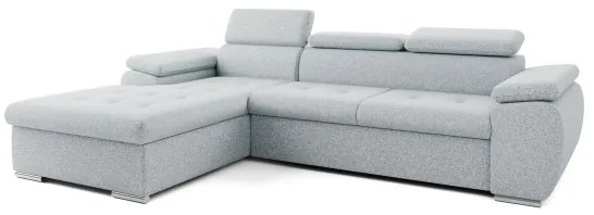 Colțar extensibil PADUA în L, gri, cu spațiu de depozitare, pe stânga