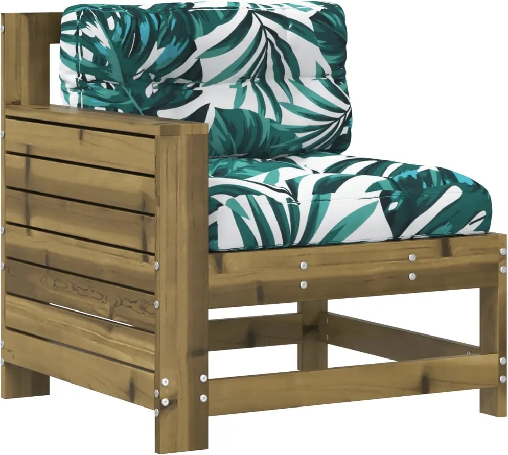 vidaXL Canapea grădină cotieră cu perne, lemn de pin tratat