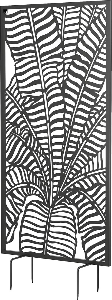 Outsunny Divizor de spațiu 65 x 130 cm, paravan independent sau suspendat, panou din metal, Negru | Aosom Romania