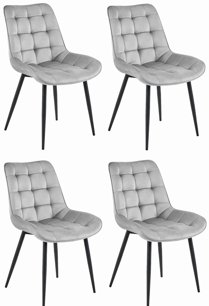 Set 4 Scaune Bucatarie/Dining Joy Gri Deschis Catifea