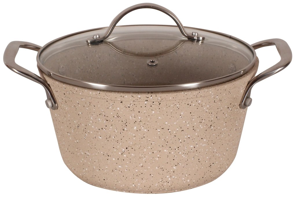 Oala cu capac sticla cu invelis stone effect 20cm Stone