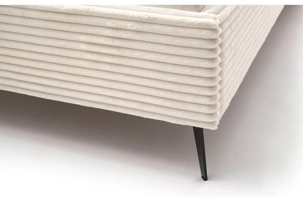 Pat matrimonial bej tapițat cu spațiu de depozitare cu somieră 160x200 cm Matera – Meise Möbel