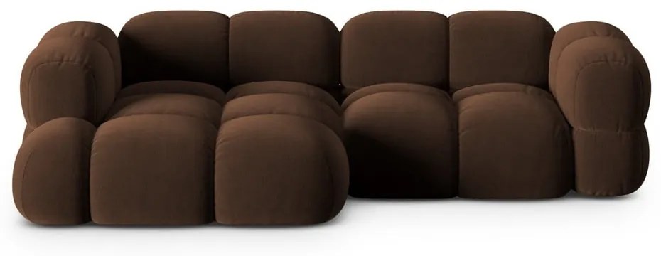 Colțar maro închis cu tapițerie din catifea (cu colț pe partea stângă/cu șezlong) Loretto – Cosmopolitan Design