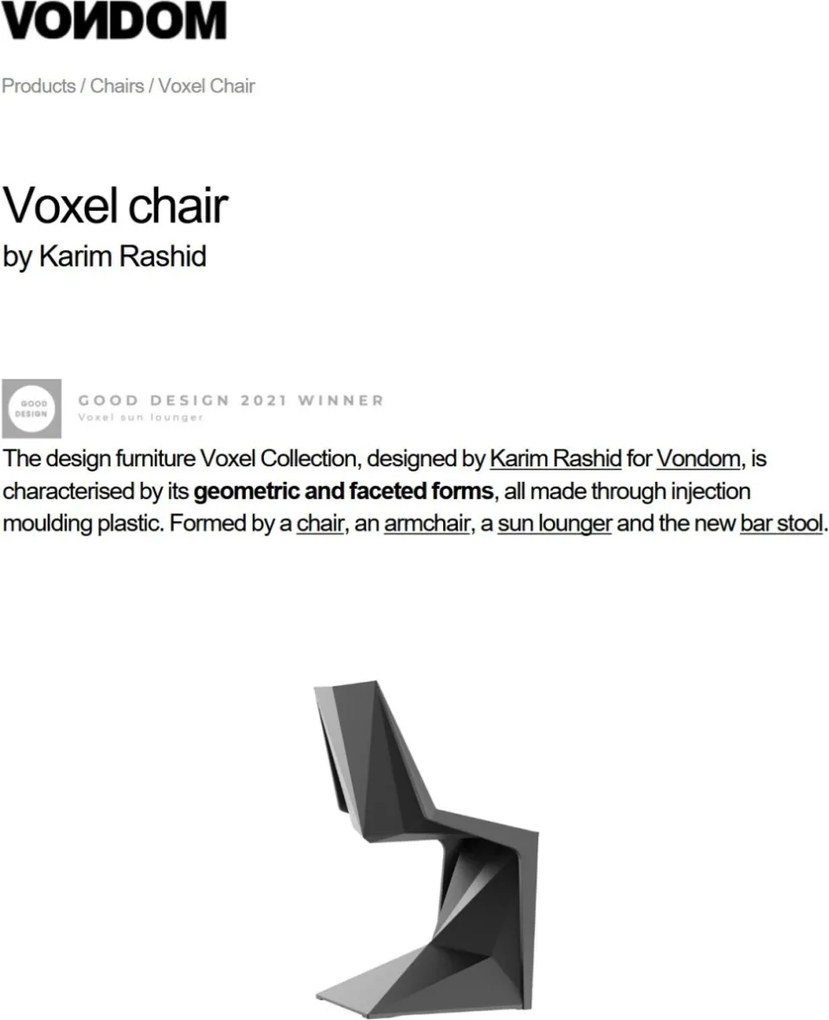 Set de 4 Scaune ultra-moderne de exterior / interior design premium VOXEL CHAIR 51033 Vondom