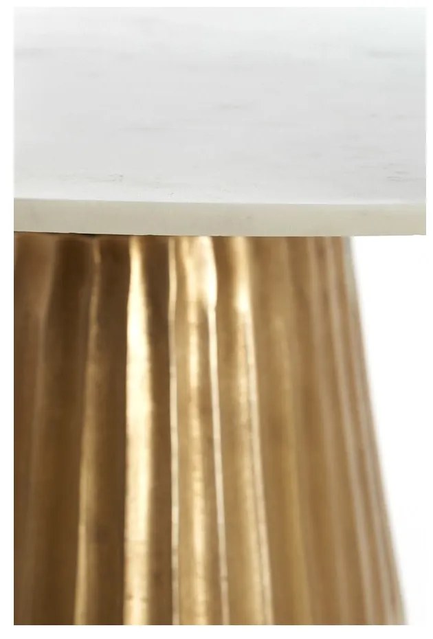 Masă de dining albă/în culoarea bronz rotundă cu blat cu aspect de marmură ø 100 cm Leyda – Light & Living