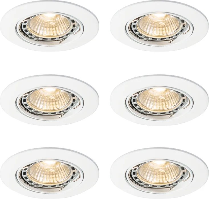 Set de 6 spoturi încastrate moderne albe, înclinabile GU10 50mm - Edu