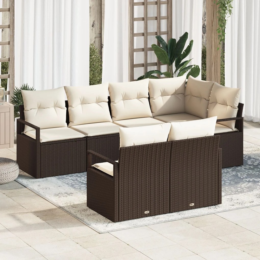 vidaXL Set de canapele pentru grădină 7 pcs Maro Rattan poli