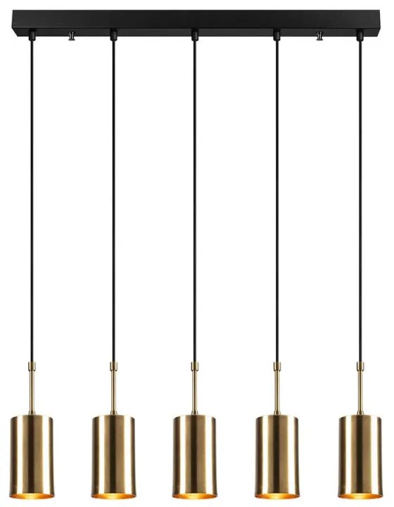 Candelabru suspendat Elefant 892OPV1652, 5 becuri, Fier, 120 cm, Negru / auriu