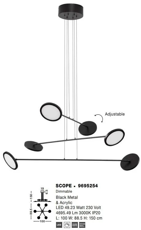 Lustra moderna dimabila cu 6 spoturi LED directionabile SCOPE