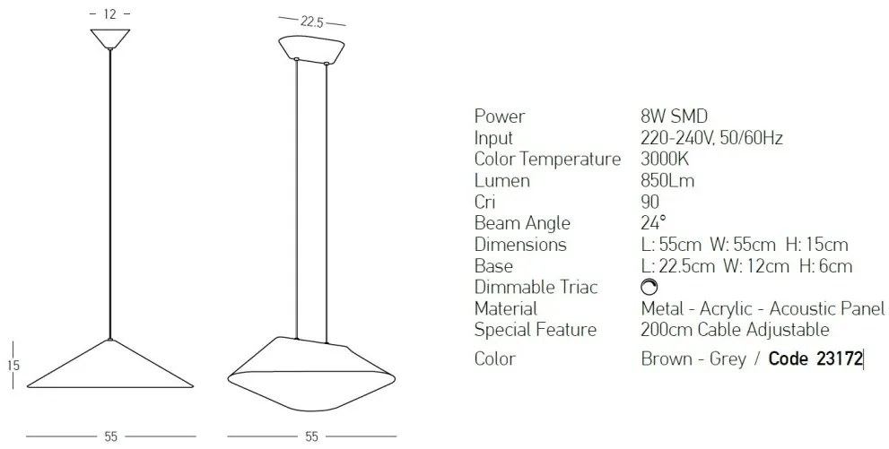 Lustra LED suspendata moderna ACOUSTIC maro