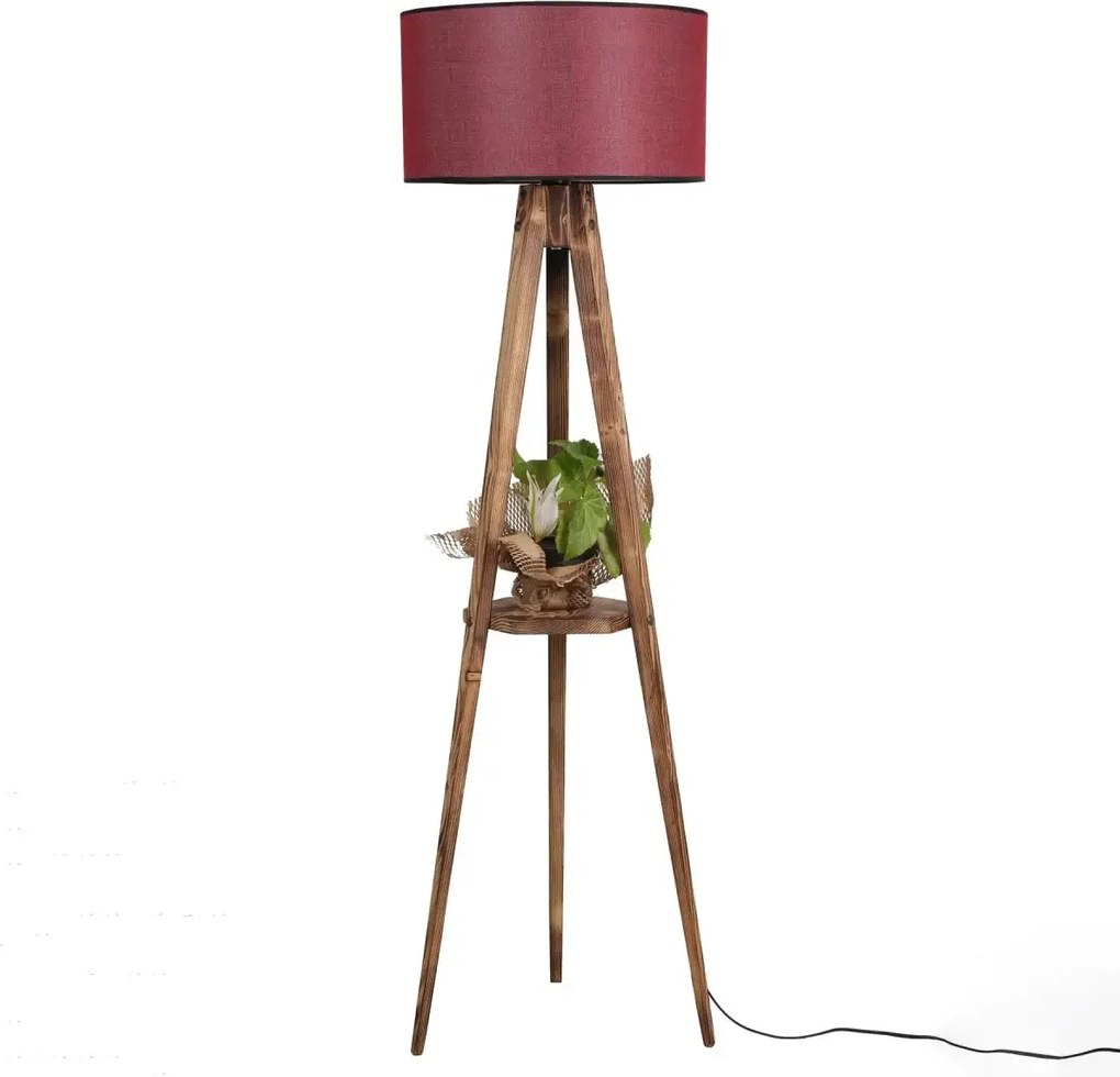 Lampadar cu masuta metal-,nuc-rosu, Homs, 153 cm,40010
